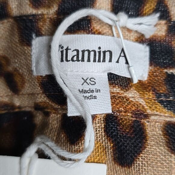 991 NWT Vitamin A Playa Linen Boyfriend Shirt - Lux Leopard EcoLinen Sz XS - Picture 4 of 7